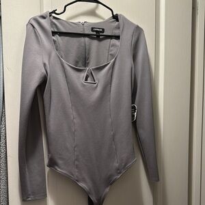 Express Gray Long Sleeve Bodysuit